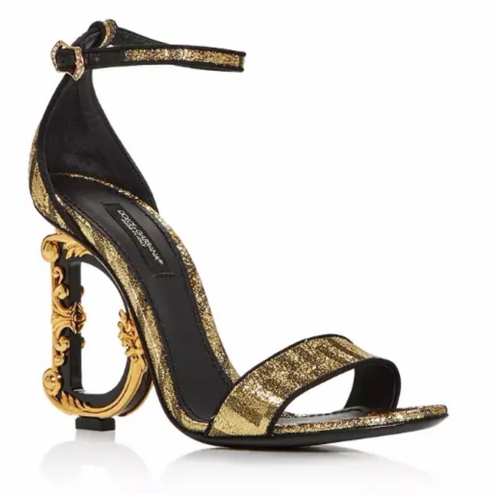 Dolce & Gabbana Gold and Black Baroque Heels